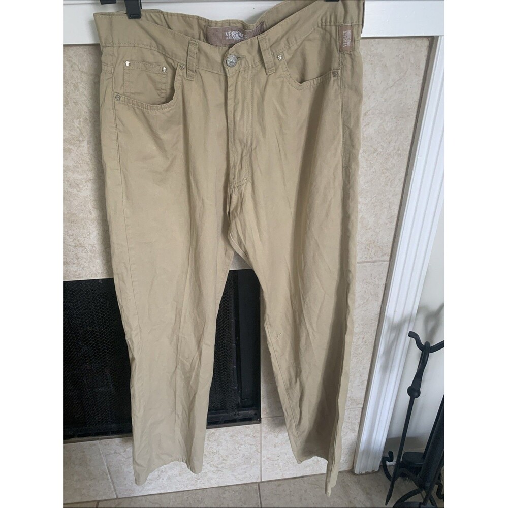 Versace Jeans Couture Men’s Khaki Cotton Pants Size 36 Beige Straight Leg